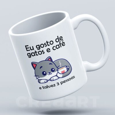 Caneca Gatos e Café